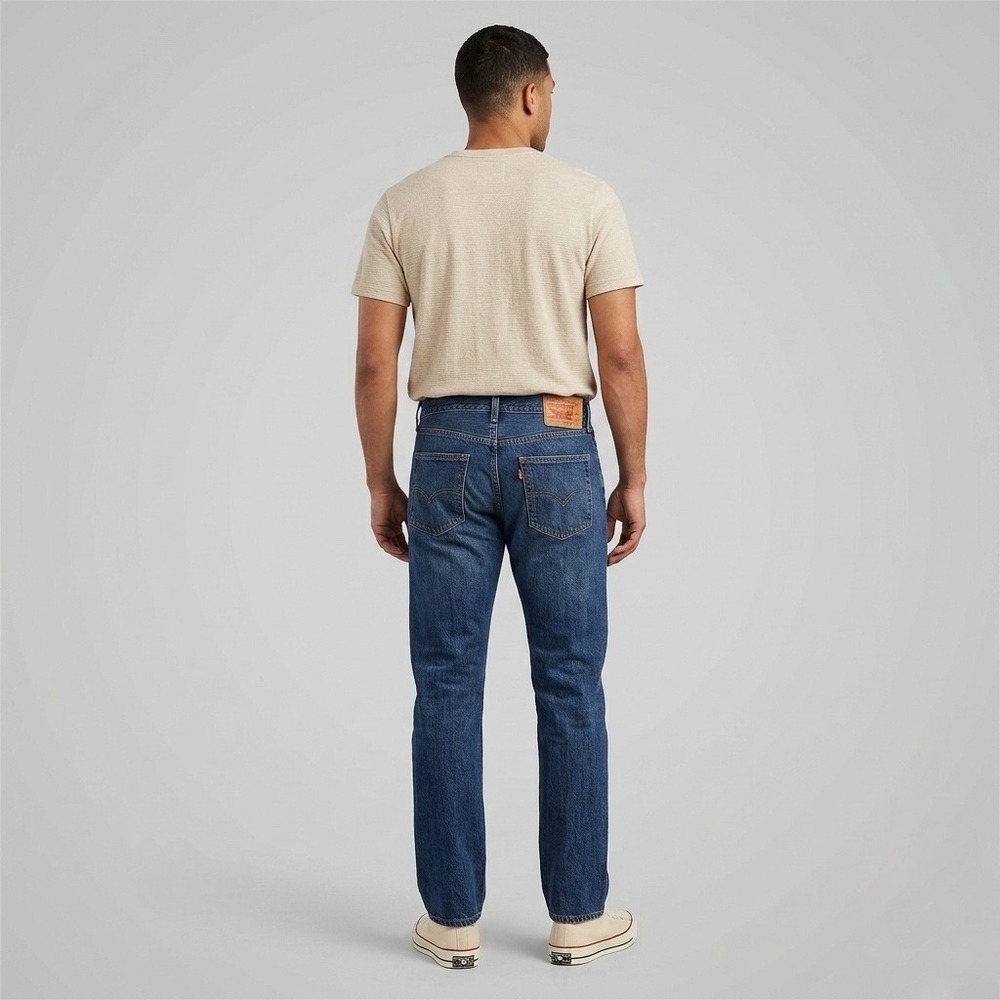 Levis 501 Original Fit Mens Blue Denim Straight Leg Button Fly Jeans 34x31